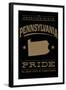 Pennsylvania State Pride - Gold on Black-Lantern Press-Framed Art Print