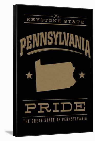 Pennsylvania State Pride - Gold on Black-Lantern Press-Framed Stretched Canvas