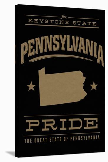 Pennsylvania State Pride - Gold on Black-Lantern Press-Stretched Canvas