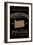 Pennsylvania State Pride - Gold on Black-Lantern Press-Framed Art Print