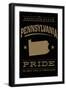 Pennsylvania State Pride - Gold on Black-Lantern Press-Framed Art Print