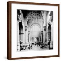 Pennsylvania Station, New York City, Main Waiting Room- Looking North, C.1910 (B/W Photo)-American Photographer-Framed Giclee Print