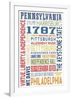 Pennsylvania - Typography-Lantern Press-Framed Art Print