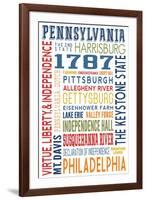 Pennsylvania - Typography-Lantern Press-Framed Art Print