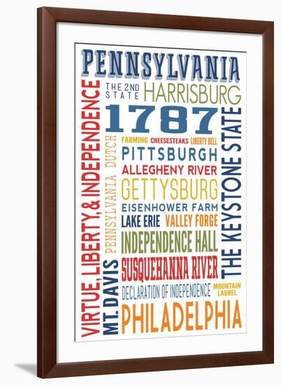 Pennsylvania - Typography-Lantern Press-Framed Art Print