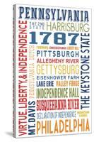 Pennsylvania - Typography-Lantern Press-Stretched Canvas