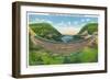 Pennsylvania, View of the Main Line PA Railroad Horseshoe Curve-Lantern Press-Framed Art Print