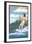 Pennsylvania - Water Skier and Lake-Lantern Press-Framed Art Print