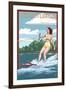 Pennsylvania - Water Skier and Lake-Lantern Press-Framed Art Print