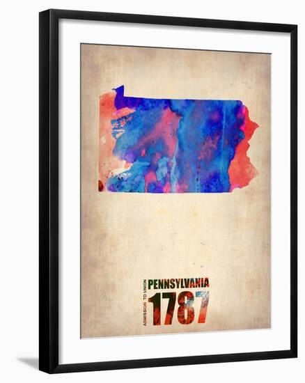 Pennsylvania Watercolor Map-NaxArt-Framed Art Print