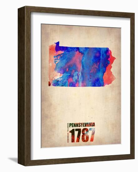 Pennsylvania Watercolor Map-NaxArt-Framed Art Print