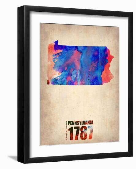 Pennsylvania Watercolor Map-NaxArt-Framed Art Print