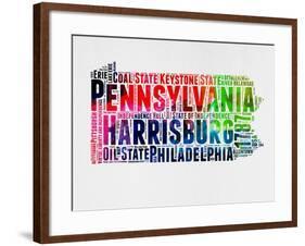 Pennsylvania Watercolor Word Cloud-NaxArt-Framed Art Print