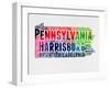 Pennsylvania Watercolor Word Cloud-NaxArt-Framed Art Print