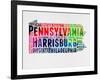 Pennsylvania Watercolor Word Cloud-NaxArt-Framed Art Print