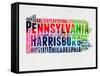 Pennsylvania Watercolor Word Cloud-NaxArt-Framed Stretched Canvas