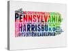 Pennsylvania Watercolor Word Cloud-NaxArt-Stretched Canvas