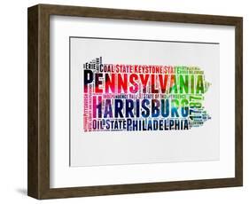 Pennsylvania Watercolor Word Cloud-NaxArt-Framed Art Print