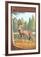 Pennsylvania White Tailed Deer-Lantern Press-Framed Art Print