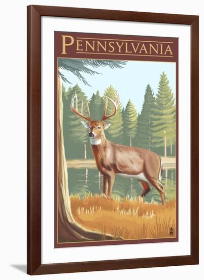 Pennsylvania White Tailed Deer-Lantern Press-Framed Art Print