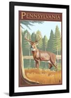 Pennsylvania White Tailed Deer-Lantern Press-Framed Art Print