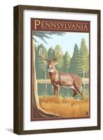 Pennsylvania White Tailed Deer-Lantern Press-Framed Art Print