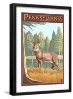 Pennsylvania White Tailed Deer-Lantern Press-Framed Art Print