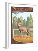 Pennsylvania White Tailed Deer-Lantern Press-Framed Art Print