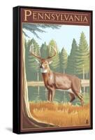 Pennsylvania White Tailed Deer-Lantern Press-Framed Stretched Canvas