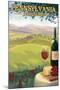 Pennsylvania Wine Country-Lantern Press-Mounted Art Print