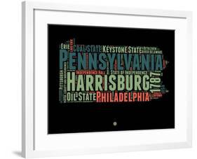 Pennsylvania Word Cloud 1-NaxArt-Framed Art Print