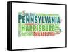 Pennsylvania Word Cloud Map-NaxArt-Framed Stretched Canvas