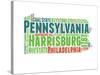 Pennsylvania Word Cloud Map-NaxArt-Stretched Canvas