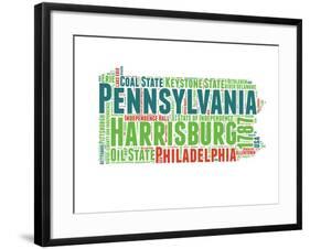 Pennsylvania Word Cloud Map-NaxArt-Framed Art Print