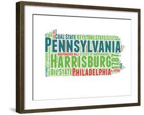 Pennsylvania Word Cloud Map-NaxArt-Framed Art Print