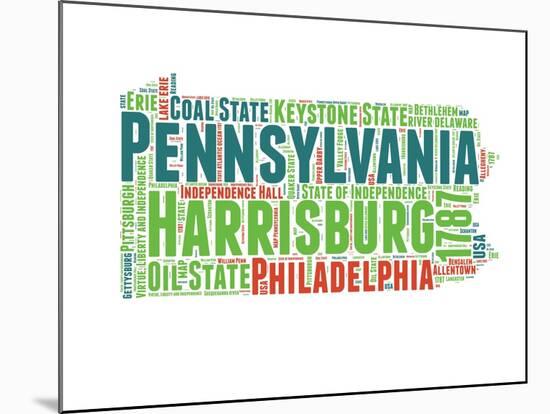 Pennsylvania Word Cloud Map-NaxArt-Mounted Art Print