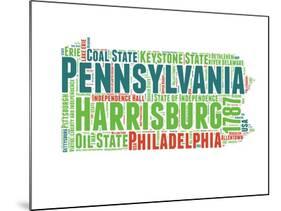 Pennsylvania Word Cloud Map-NaxArt-Mounted Art Print