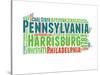 Pennsylvania Word Cloud Map-NaxArt-Stretched Canvas