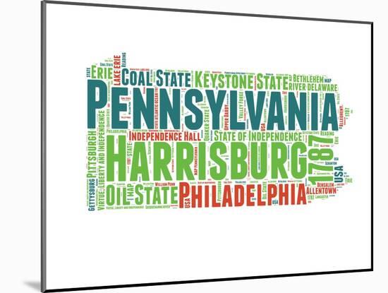 Pennsylvania Word Cloud Map-NaxArt-Mounted Art Print