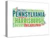 Pennsylvania Word Cloud Map-NaxArt-Stretched Canvas