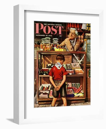 "Penny Candy," Saturday Evening Post Cover, September 23, 1944-Stevan Dohanos-Framed Giclee Print