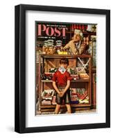 "Penny Candy," Saturday Evening Post Cover, September 23, 1944-Stevan Dohanos-Framed Premium Giclee Print