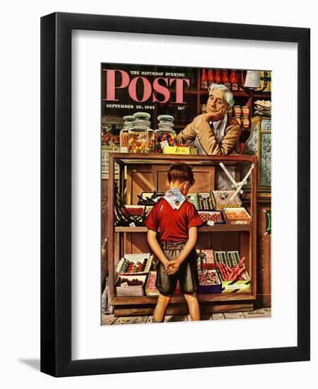 "Penny Candy," Saturday Evening Post Cover, September 23, 1944-Stevan Dohanos-Framed Premium Giclee Print