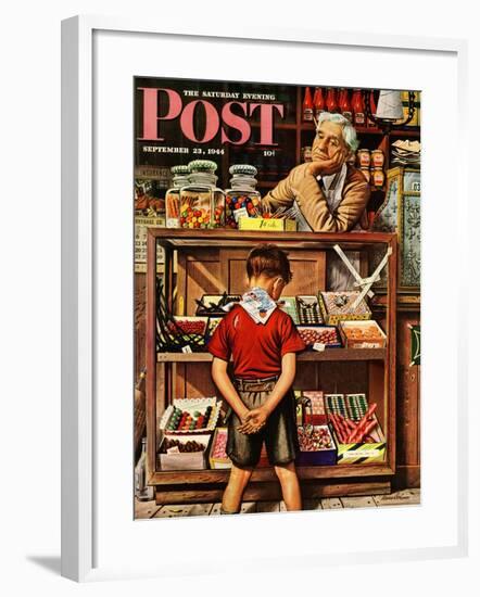 "Penny Candy," Saturday Evening Post Cover, September 23, 1944-Stevan Dohanos-Framed Giclee Print