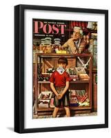 "Penny Candy," Saturday Evening Post Cover, September 23, 1944-Stevan Dohanos-Framed Giclee Print