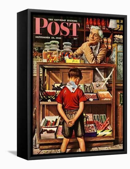 "Penny Candy," Saturday Evening Post Cover, September 23, 1944-Stevan Dohanos-Framed Stretched Canvas