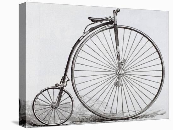 Penny-Farthing Bicycle. Engraving. 19th Century-null-Stretched Canvas