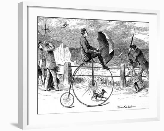 Penny Farthing Bicycle 'Under Full Sail', 1890-null-Framed Photographic Print
