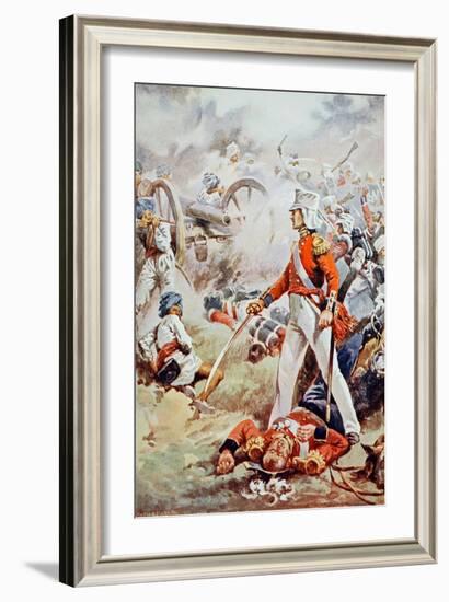 Pennycuick Was Killed: His Gallant Son, a Mere Lad, Sprang Forward and Bestrode His Father's Body-Walter Paget-Framed Giclee Print