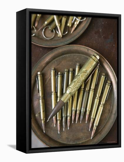 Pens Made from Spent Bullet Cartridges, Bascarsija, Sarajevo, Bosnia and Herzegovina-Walter Bibikow-Framed Stretched Canvas